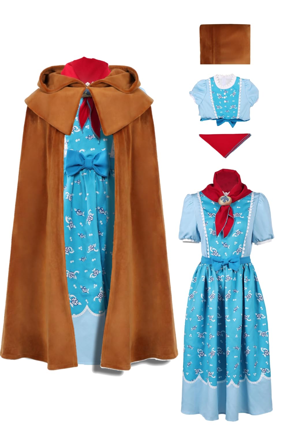 Yulefly Holly Wheeler Costume Holly Blue Dress Brown Cape Hood Strange Costume Carnival Halloween L