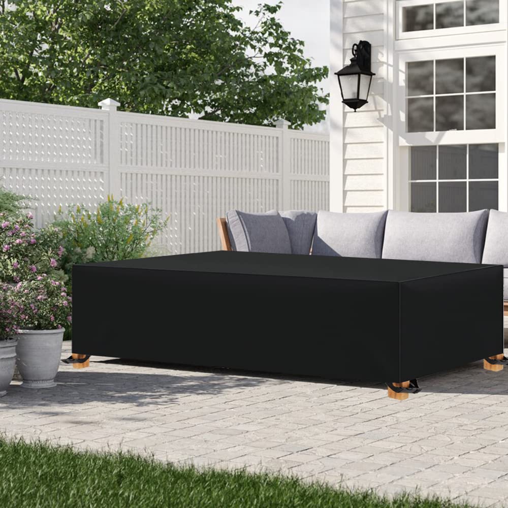 Housse Salon de Jardin 225x116x82cm Housse de Table Jardin Rectangulaire Couverture de Protection Meubles ​Bâche Salon de Jardin Imperméable Anti-UV 600D Oxford Bache Table Exterieur