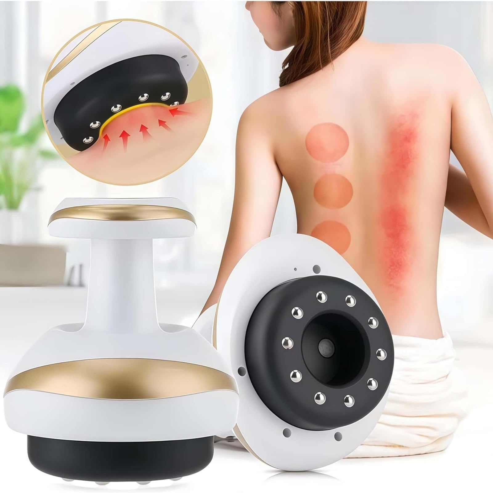 Massaggiatore Anticellulite 4 In 1, Massaggiatore Linfodrenante, Strumento Di Massaggio Elettrico For Pelle Più Soda, Raschiatura, Drenaggio Meridiano, 9 Livelli Regolabili Con Calore(Red)