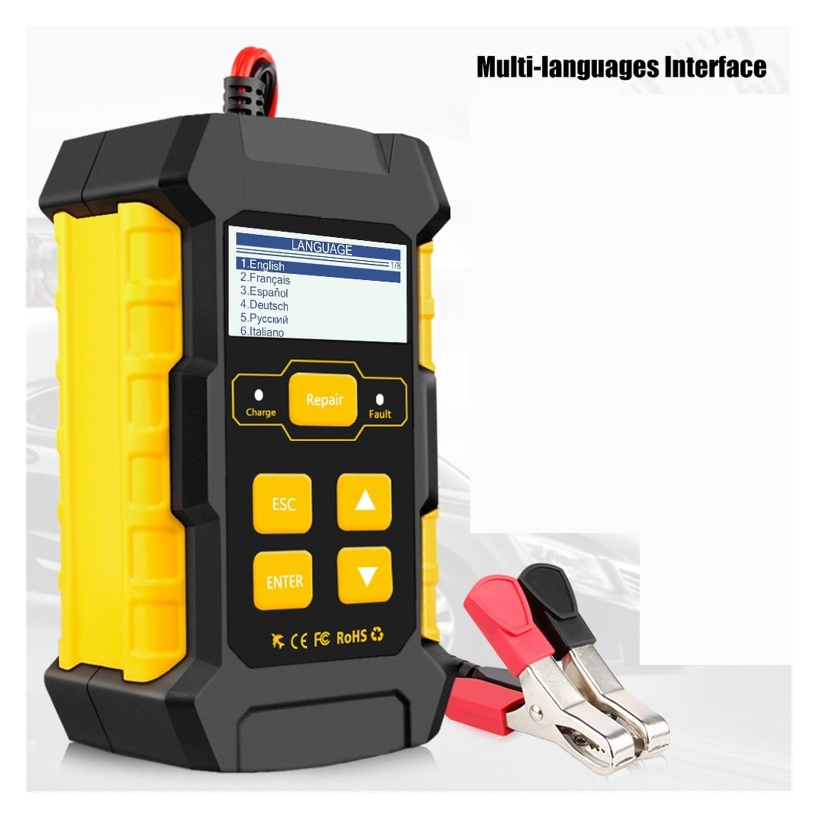 Tester per batterie, KW510 5A Tester professionale per batterie auto | Offre test di tensione, analisi della capacità; ideale per batterie di auto, camion e moto.