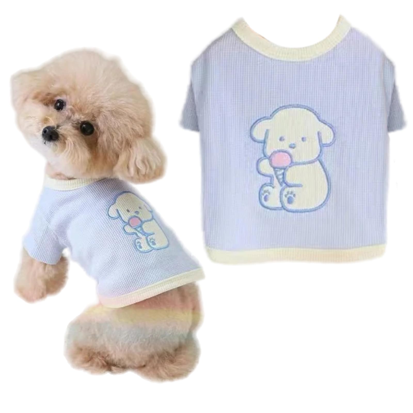 Cute Cat Sweaters Cotton Lightweight Dog Apparel & Accessories Breathable Kitten Turtleneck Spring Sweaters for Indoor Cats and Small Dogs (Blue,L (