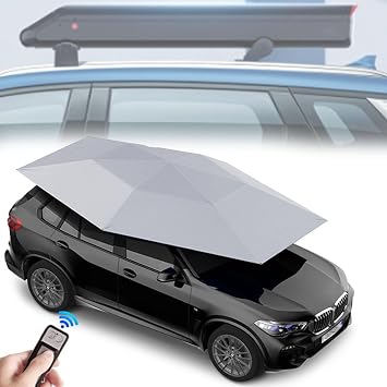 Fully Automatic Car Tent,Car Cover Car Awning, Movable Carport Folding,Portable Car Cover, Uv Protection Car Umbrella, for Camping Picnic Outdoor,Silver