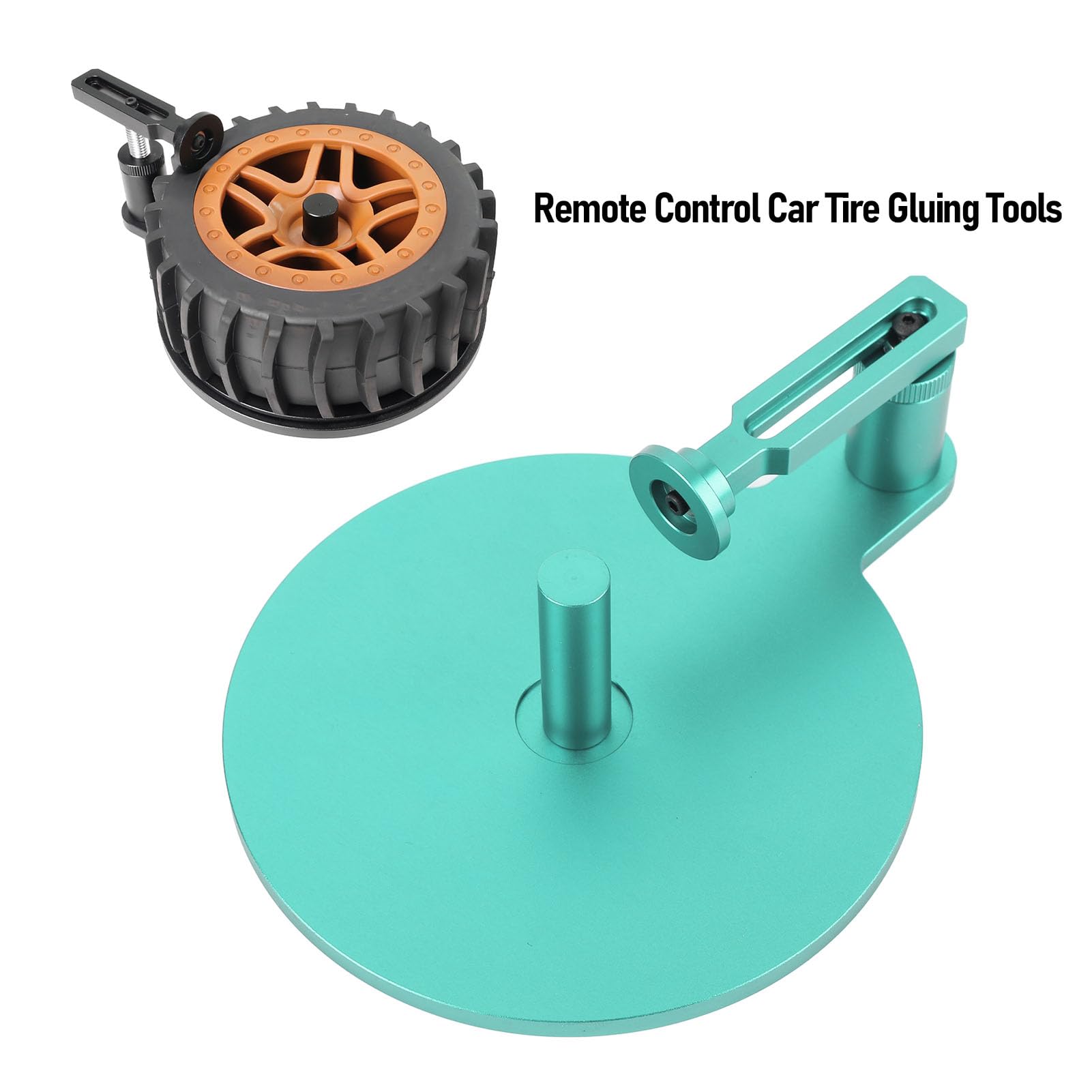 Rosvola Kit de Pegado de Neumáticos para Coche RC, Herramientas de (Cyan) | Construcción metálica, rodillo de presión ajustable, versátil para ejes 1/18-1/8, fácil de usar