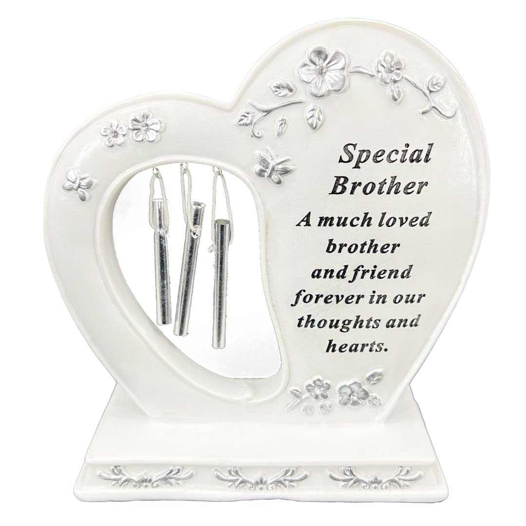 Angraves Special Brother Graveside Memorial Wind Chime Heart Grave Plaque Ornament Decoration