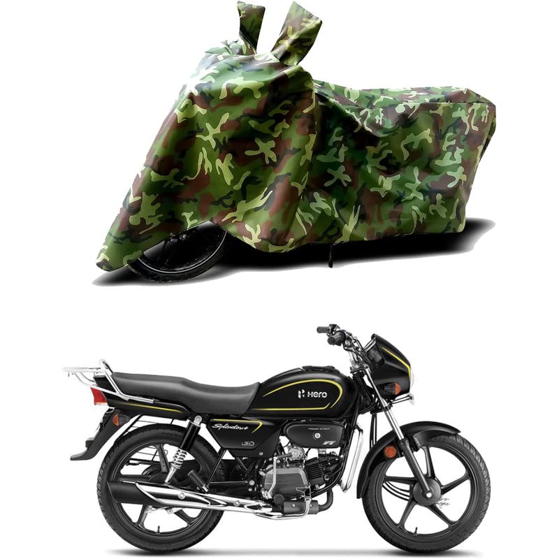 Image of 100% Water Resistant Bike Scooty Two Wheeler Body Cover Compatible For Hero Splendor Plus ABS /UV-Rays /Heat Protection /Birds Dropping /Scratchproof /Dust proof /Waterproof /All Varient[Green MJ]