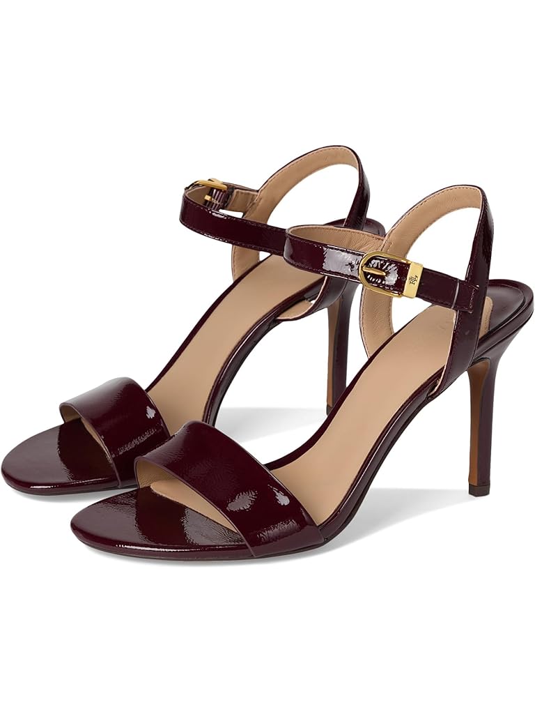 Burgundy Lauren Ralph Lauren Gwen Crinkle Patent Leather Sandals