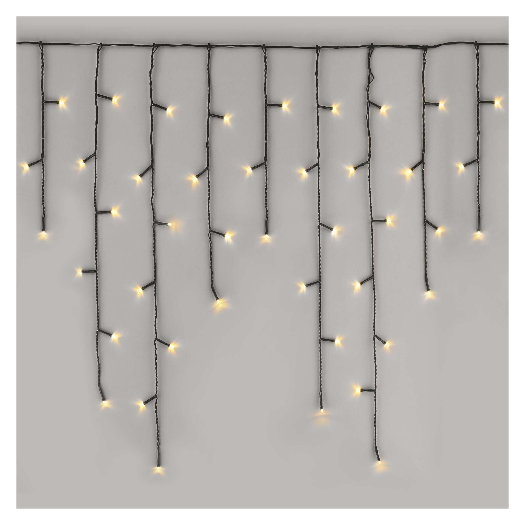 EMOS LED-Eisregen Lichterkette, 3,6m Weihnachtslichterkette + 5m Zuleitung, 200 LEDs, 8 Lichtmodi, Netzteil, IP44 für Innen und Außen, Warmweiß