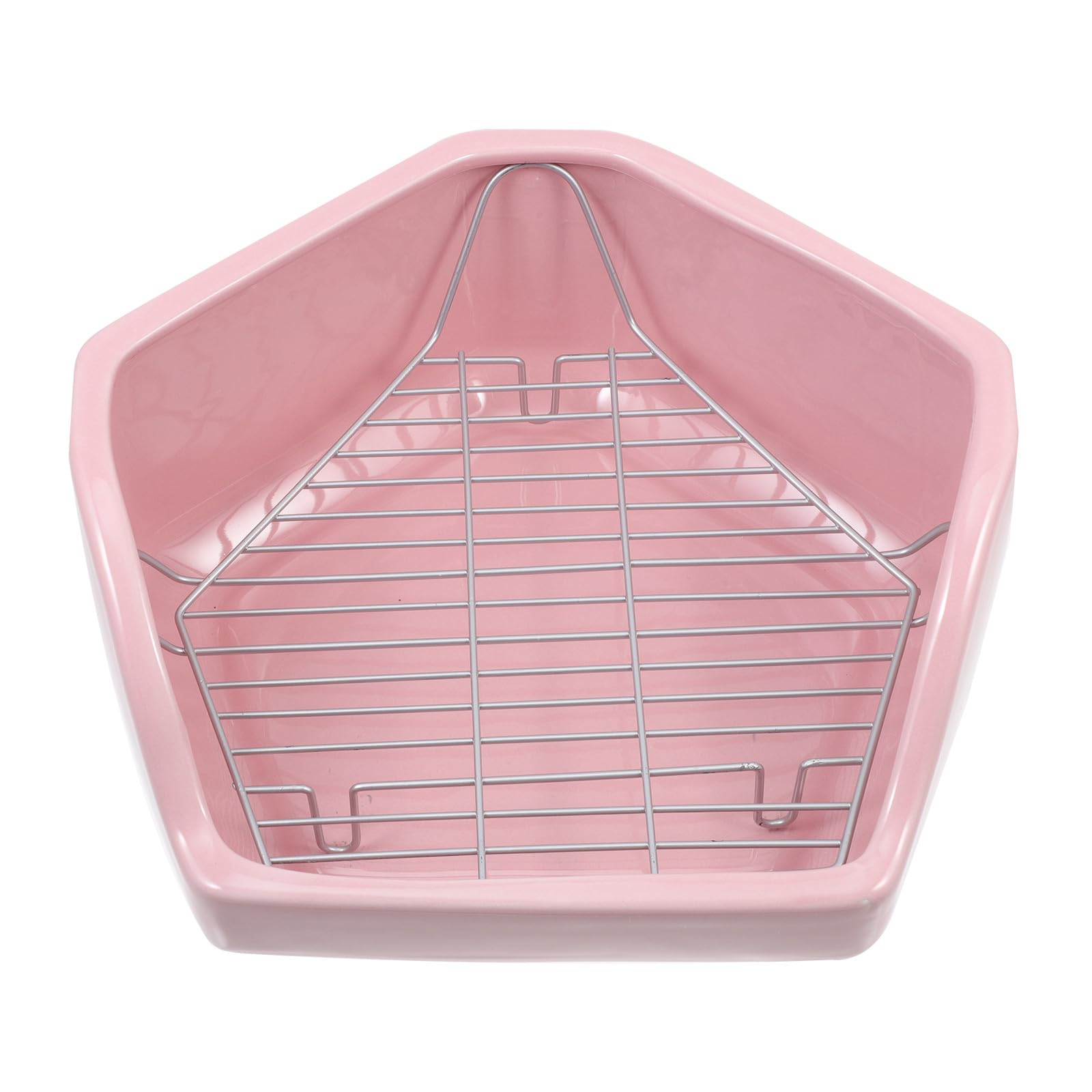 Inodoro de Cerámica y Fácil de Limpiar Pentagonal para Conejos y Cobayas Diseño de Rejilla Desmontable Anti-vuelco para Mascotas Pequeñas