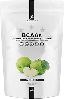 Canadian Protein Instantized Green Apple Flavoured BCAA Powder | 200 Servings | 5 grams of BCAA Amino Acids, Pre Workout and Post Workout Drink for Muscle Building and Endurance