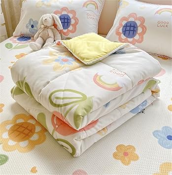 Surwin Reversible Quilted Bedspread Nordic Floral Single Double King Size Soft Microfiber Lightweight Coverlets Summer Quilt Sofa Throws Blanket Patchwork Bed Sheet Sunflower,200x230cm