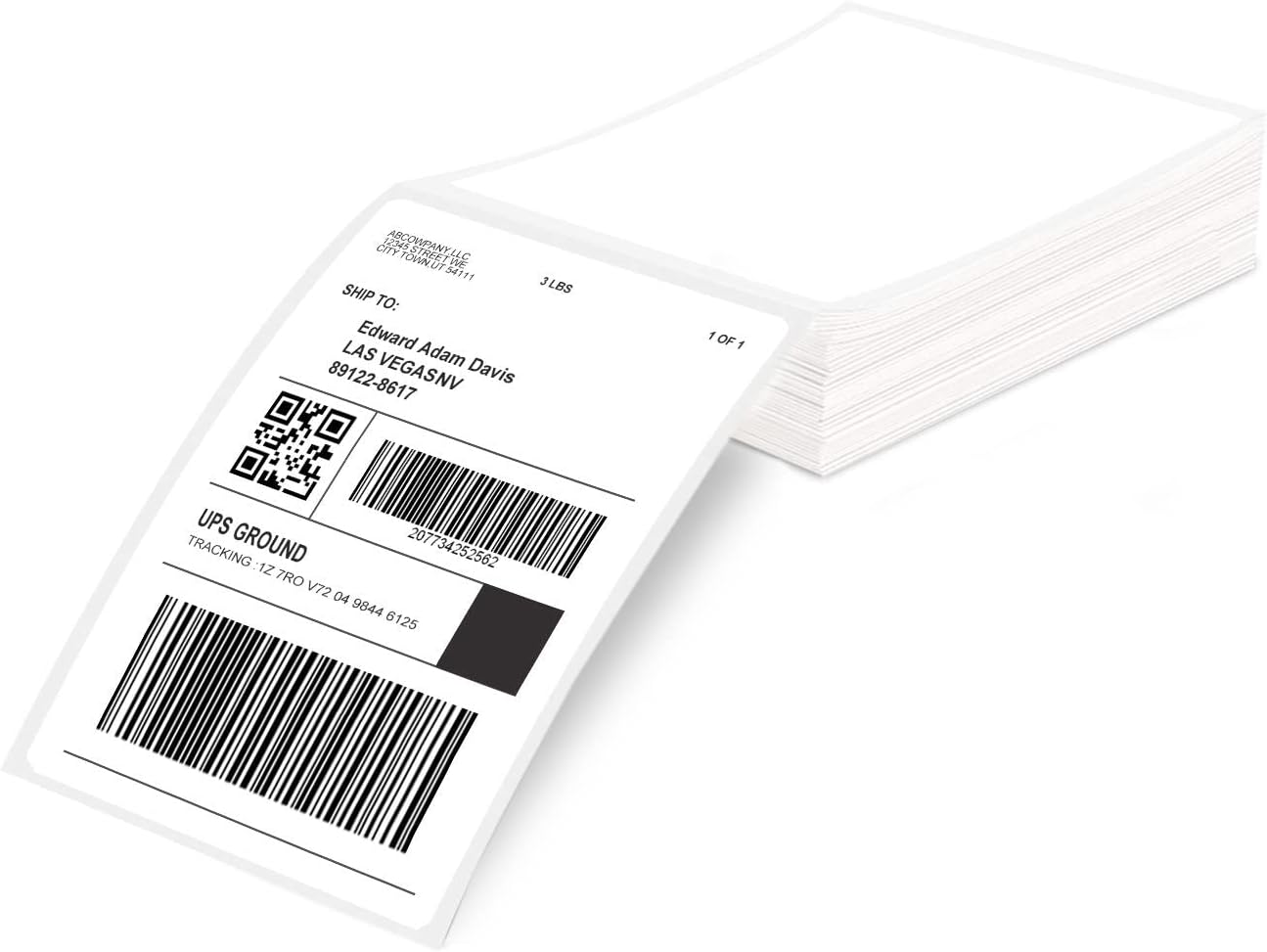 Phomemo 4x6 Thermal Label Printer Paper - 100 PCS White 4"x6" Fan-Fold Labels Shipping Supplies Labels - Permanent Adhesive Thermal Shipping Label for Shipping Packages - Water/Oilproof Mailing Labels