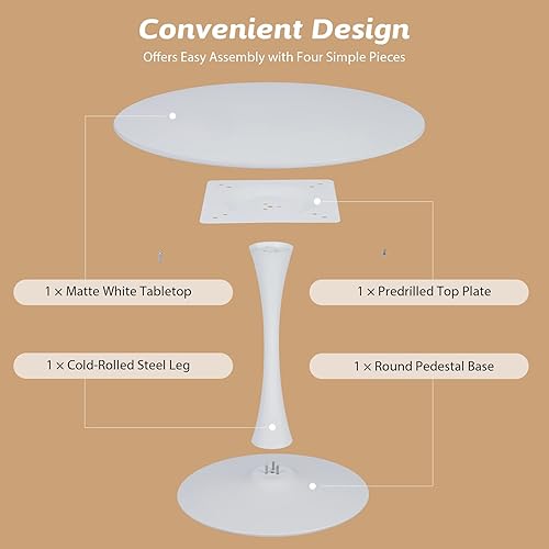 Miniatura 33 de VONLUCE Mesa de comedor cuadrada moderna para 2 y 4 personas, mesa de comedor pequeña de cocina con pedestal de 32 pulgadas, estilo de mediados de