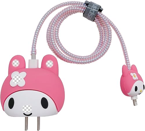 Miniatura 12 de Bonita funda protectora 3D para cargador con diseño de caricaturas, compatible con adaptador de corriente USB-C de 20 W de Apple y cable Lightning,