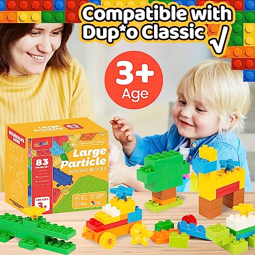 WYSWYG Classic Big Building Blocks Set 81 Pcs with 2 Baseplates, Large Construction Bricks Compatible with Duplo - Image 3
