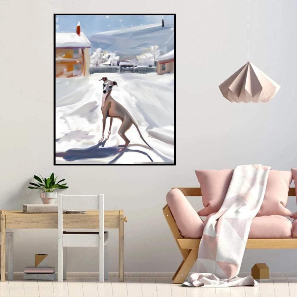 DIY Paint by Number for Adults Beginner Italian Greyhound Dog Paint by Number on Canvas DIY Oil Painting for Gift Home Wall Decor 16x20inch(40x50cm) Frameless