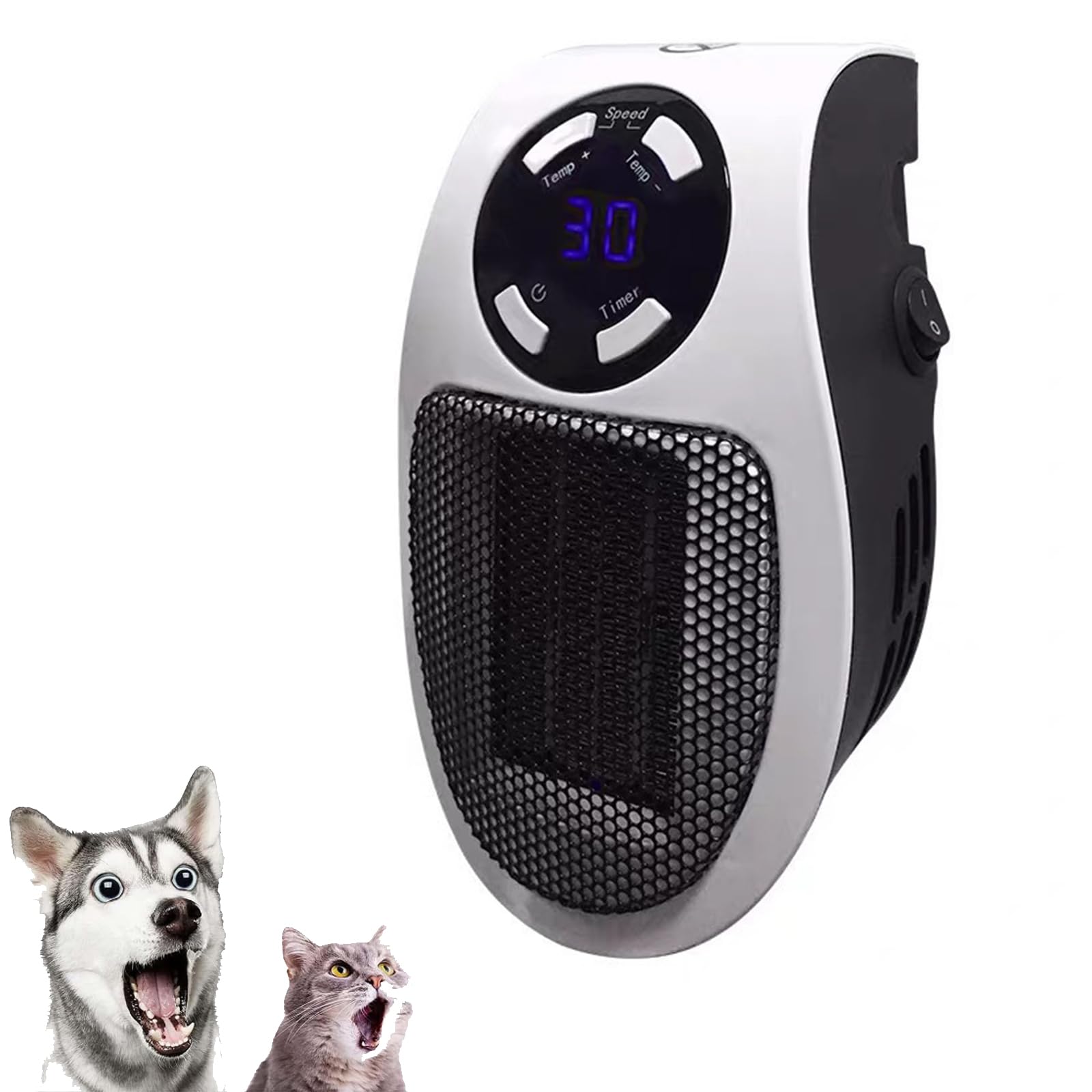 KASTWAVE Smart Space Electric Fan Heater, 500W Space Heater with Adjustable Thermostat and Timer and LED Display, Fast Heating, Low Noise, Safe Use, Electric Space Heater for Office and Home