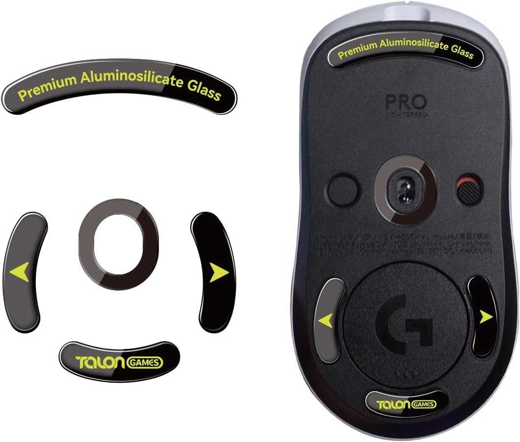 TALONGAMES Curved Edges Ultra Strong Glass Mouse Skates Feet Compatible with Logitech G Pro 2 Lightspeed Wireless Gaming Mouse Feet Replacement, Super Smooth Glide Fast and Durable Sole