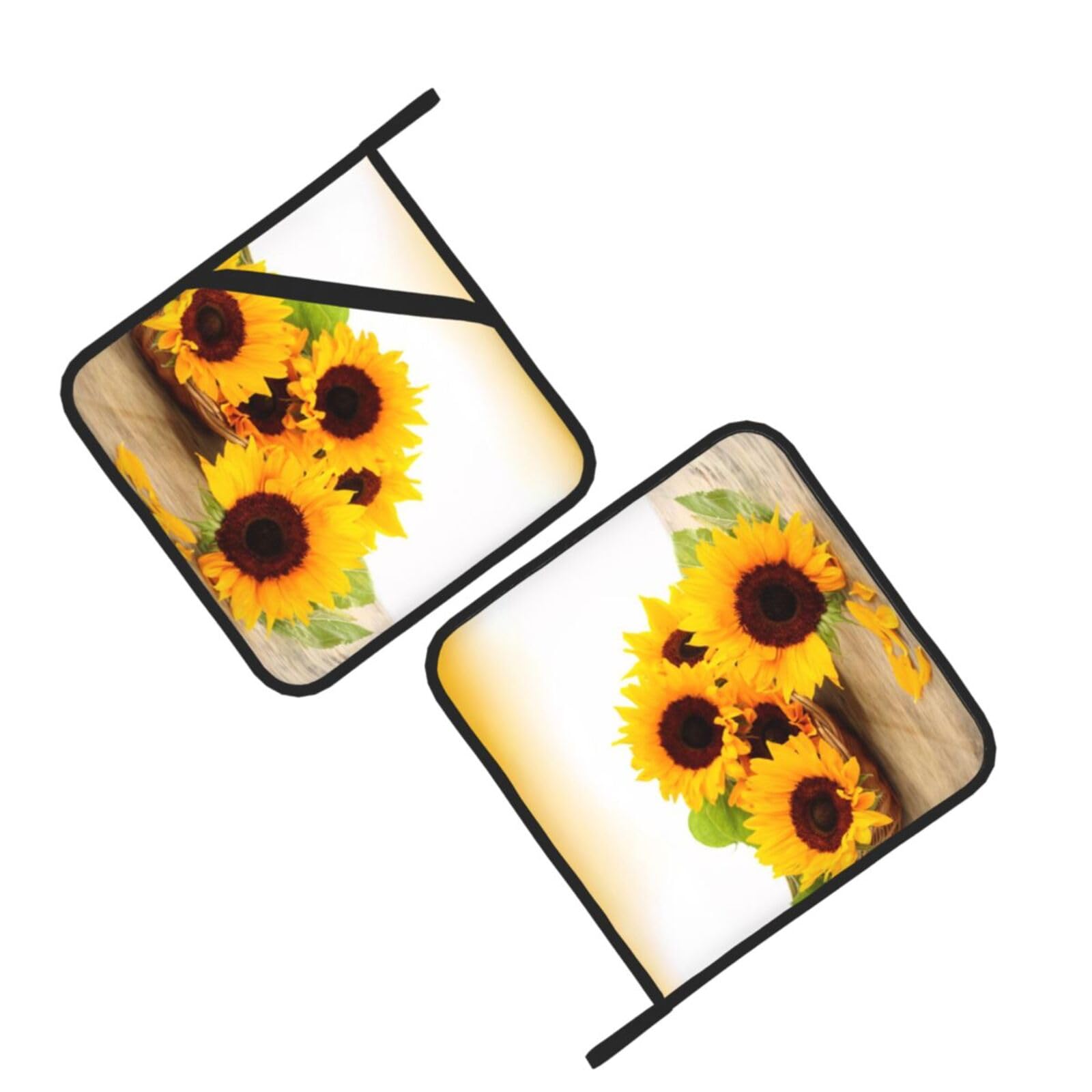 Sunflower Floral Printed Oven Pot Holders Set of 2 Pcs Heat Resistant Kitchen Microwave Potholders for Cooking Baking Grilling