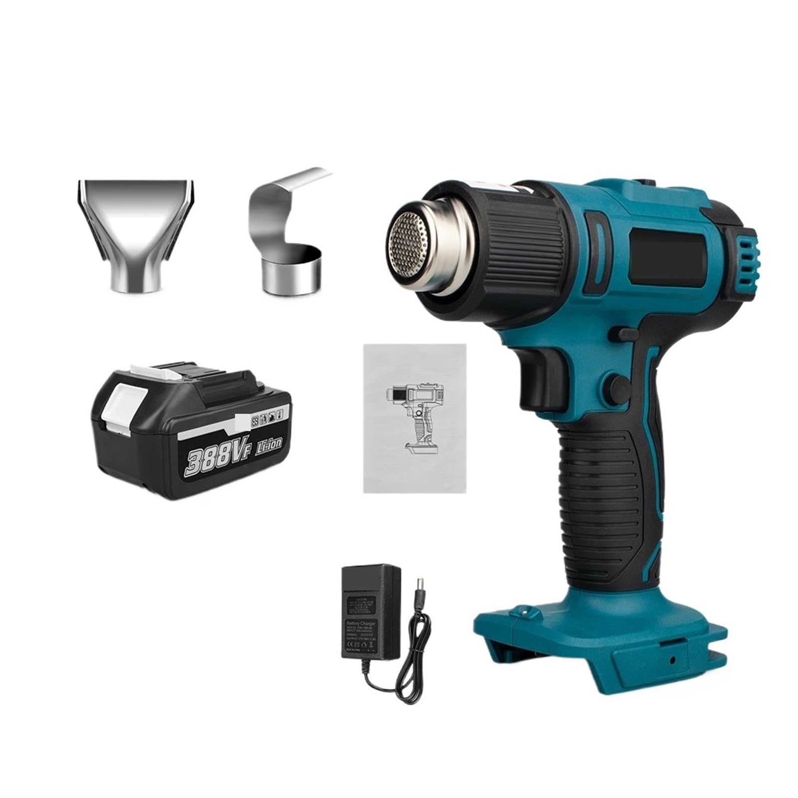 Pistola de calor Pistola De Calor Inalámbrica De 3000Mah, Pistola De Aire Caliente, Equipo De Calefacción Recargable De 50-550 ℃ + Luz LED For Herramienta De Pistola Térmica Con Batería De 18V Para en
