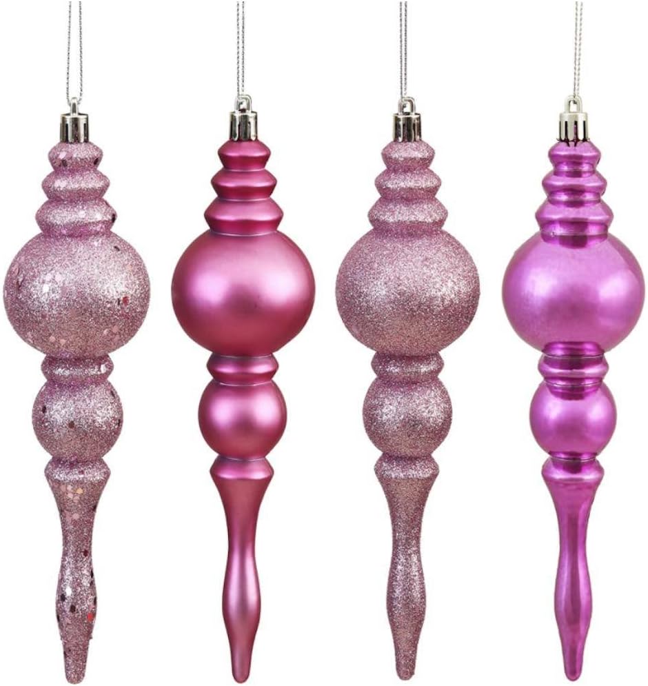 Vickerman 443231-7" Mauve 4 Assorted Finish Finial Christmas Tree Ornament (8 pack) (N500245)