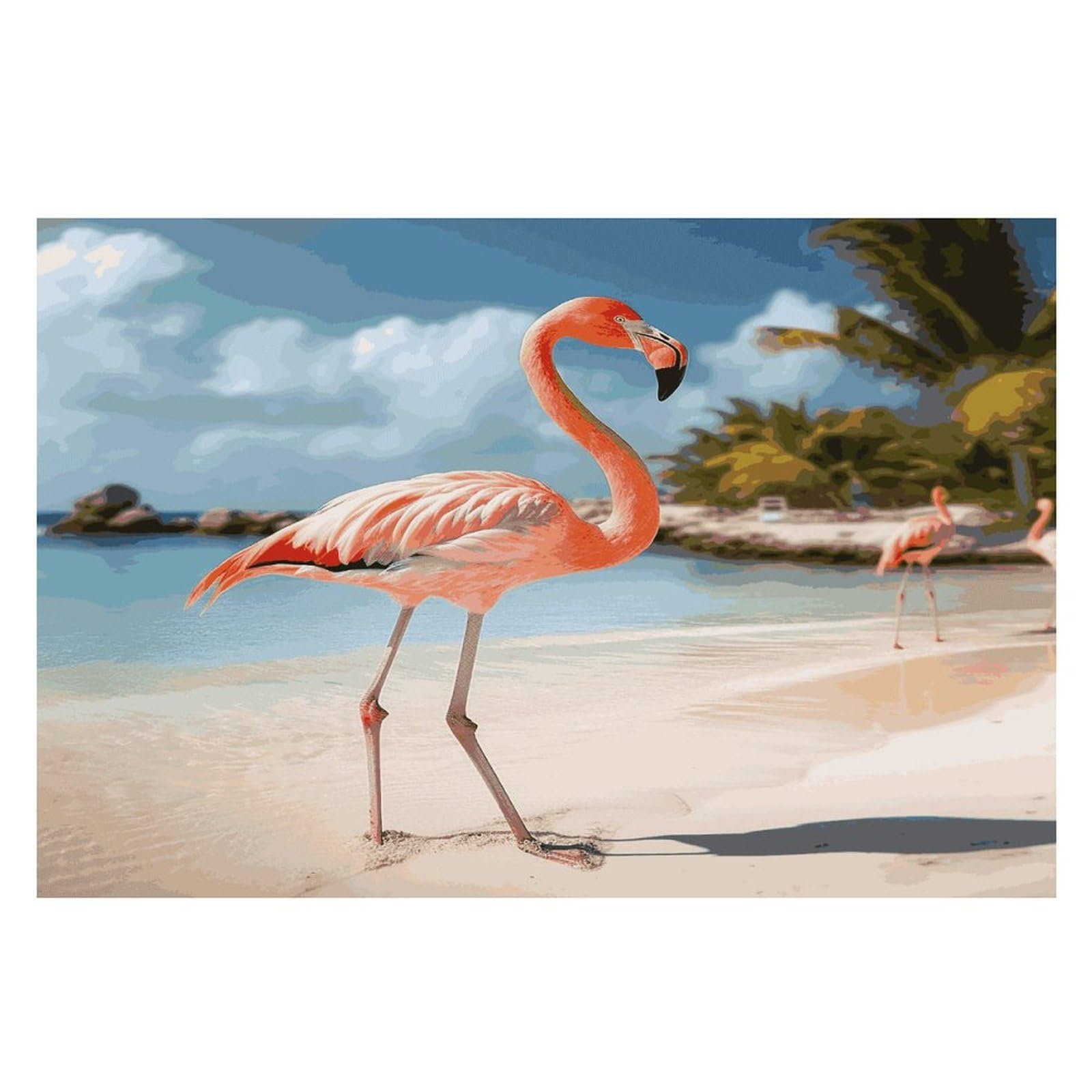 Beach Flamingo Placemats Wipeable Heat Resistant Table Mats Washable Flax Place Mats Elegant Cloth Non-Slip Placemat for Kitchen Dinning Party Table Decor 12 * 18 in