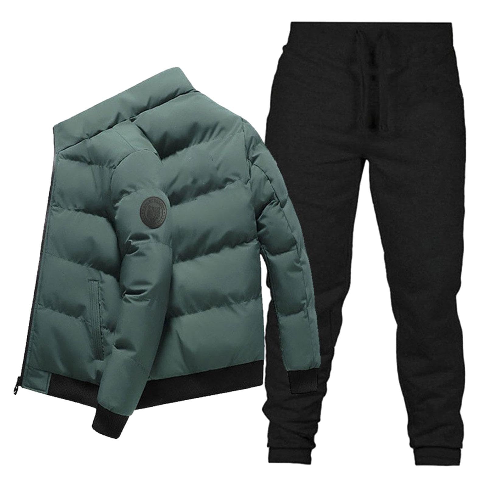 Jogging Suit Warm Clothing Winter Sportswear for Jogging Backpacking Outdoor Green XL-image-45