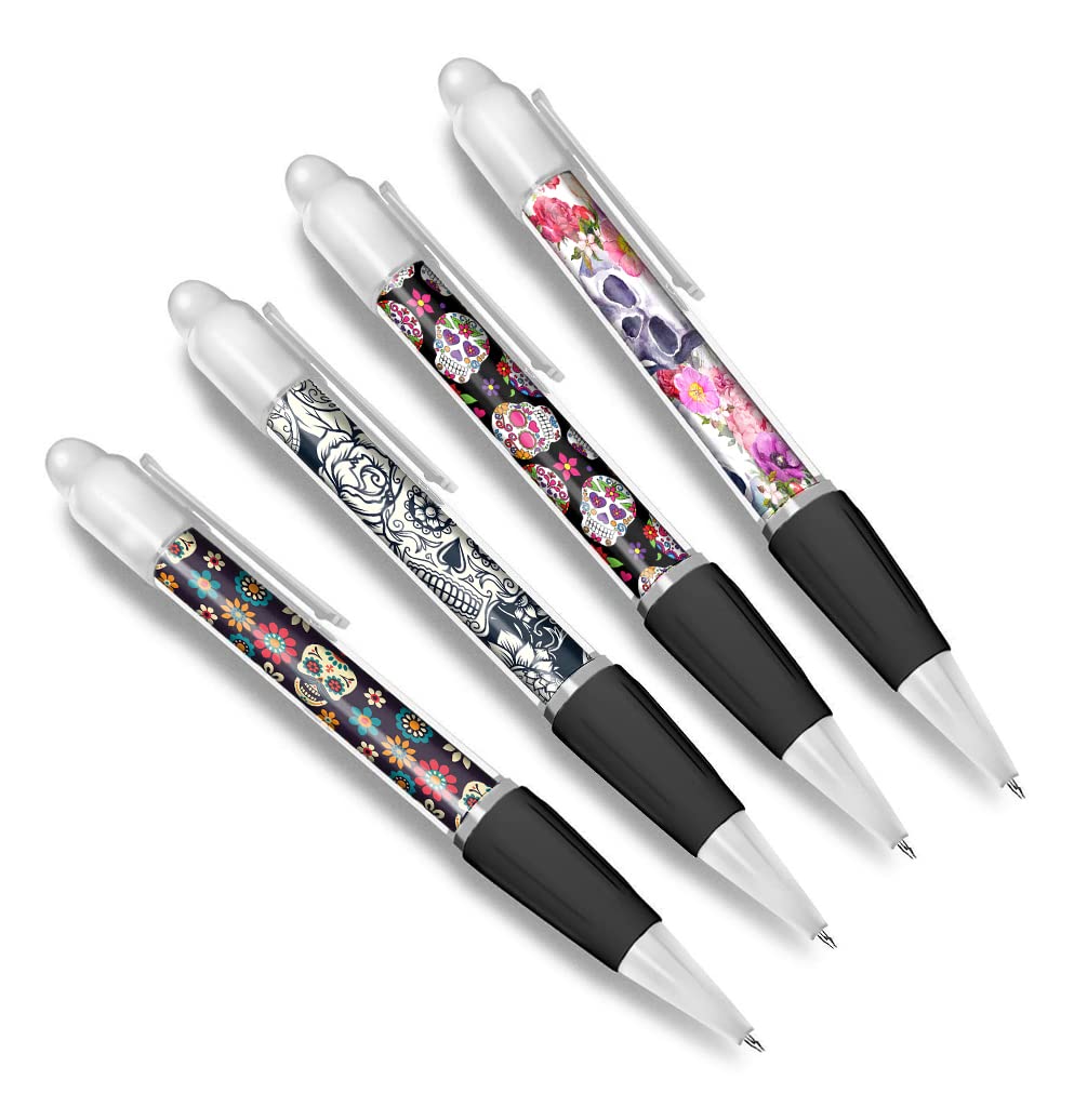 DV DESIGN Set of 4 Sugar Skulls White Ballpoint Pens