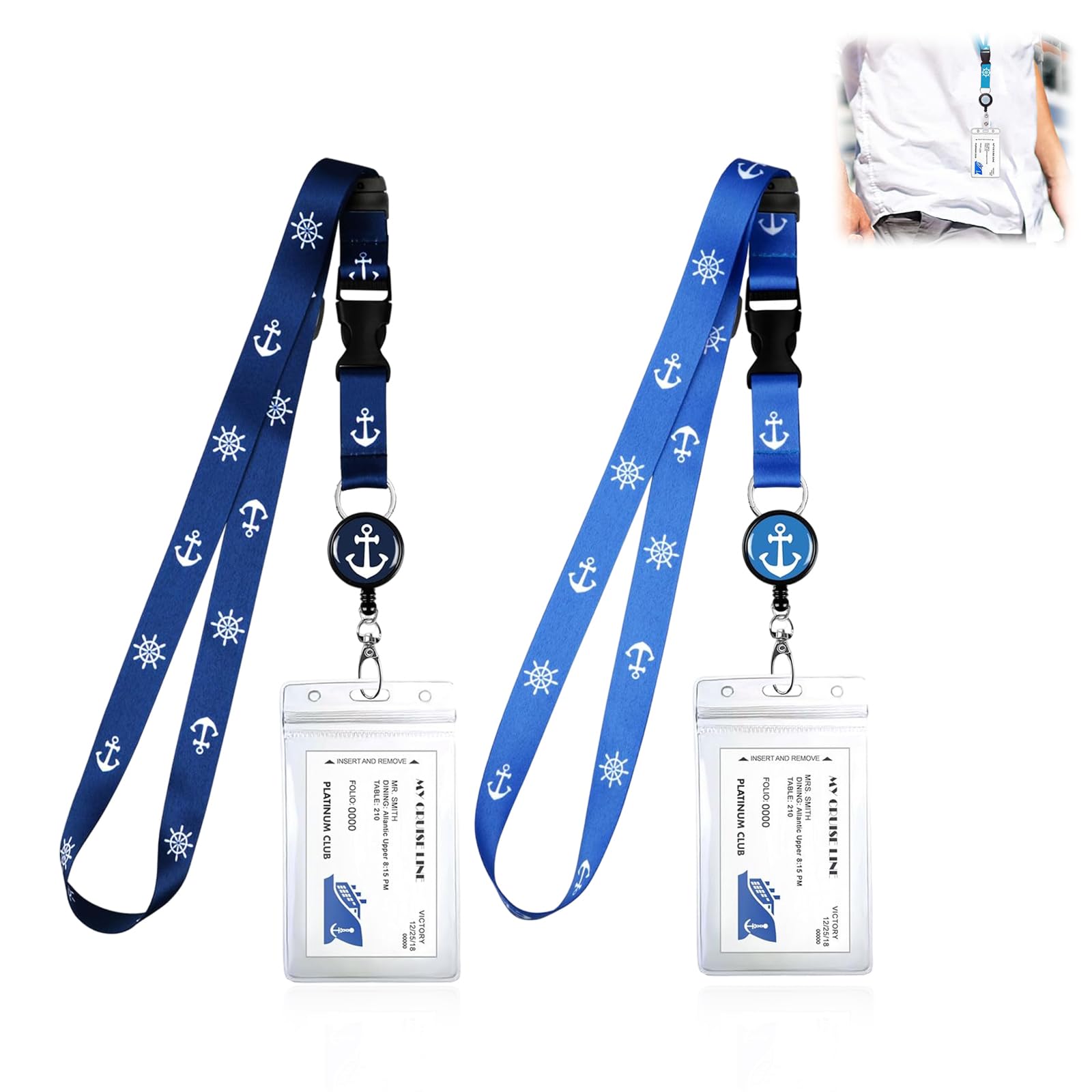 Jormftte Cruise Lanyard with Card Holder, 2pcs Adjustable Cruise Lanyard for Ship Cards, Easy Access ID Badge Holder for Women Girls Kids Cruise Lanyard for Ship Card