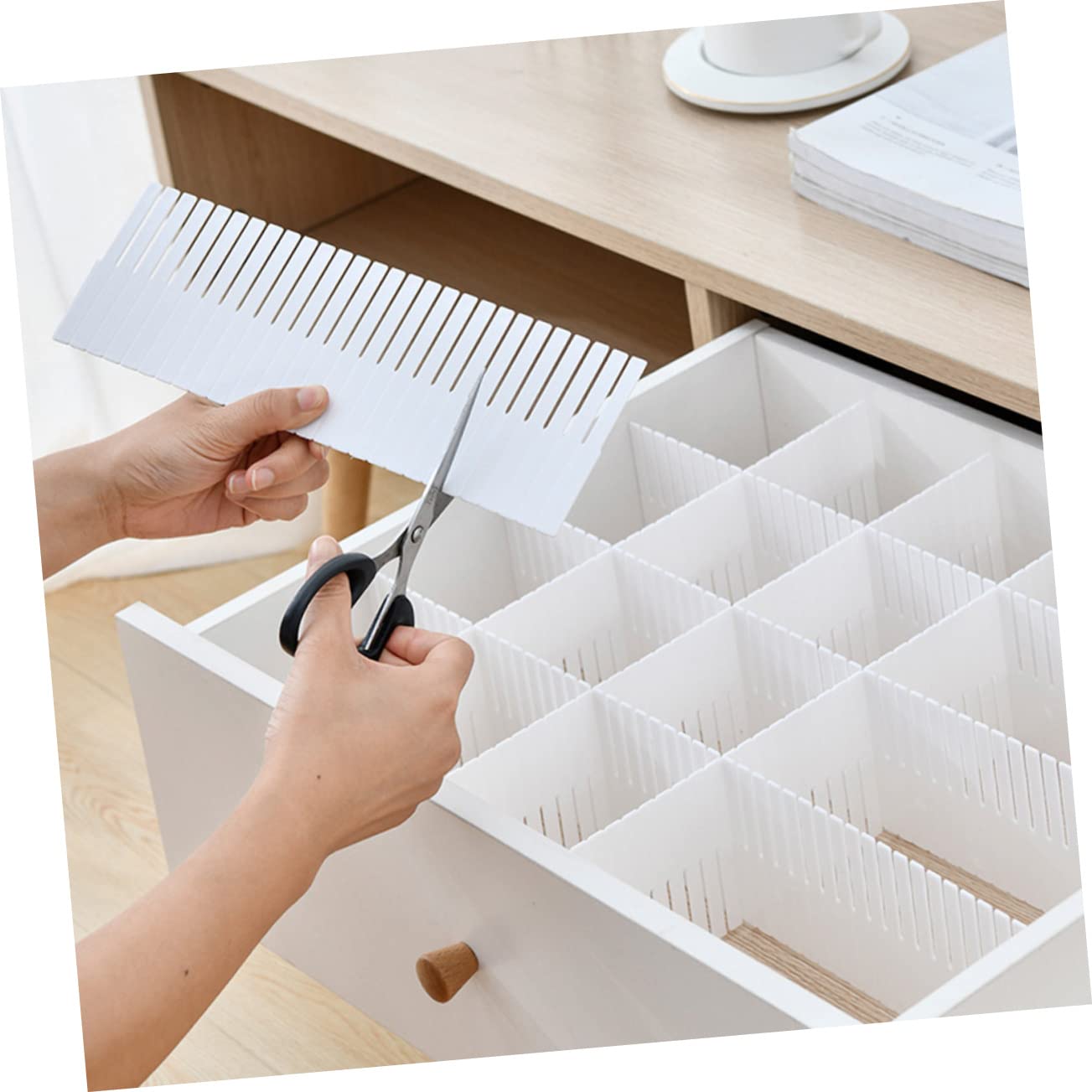 Divisores de Cajones Hogar 10 Piezas, Organizador de Plástico Blanco, Combinación Libre para Ropa Interior y Calcetines en Armarios y Tiendas