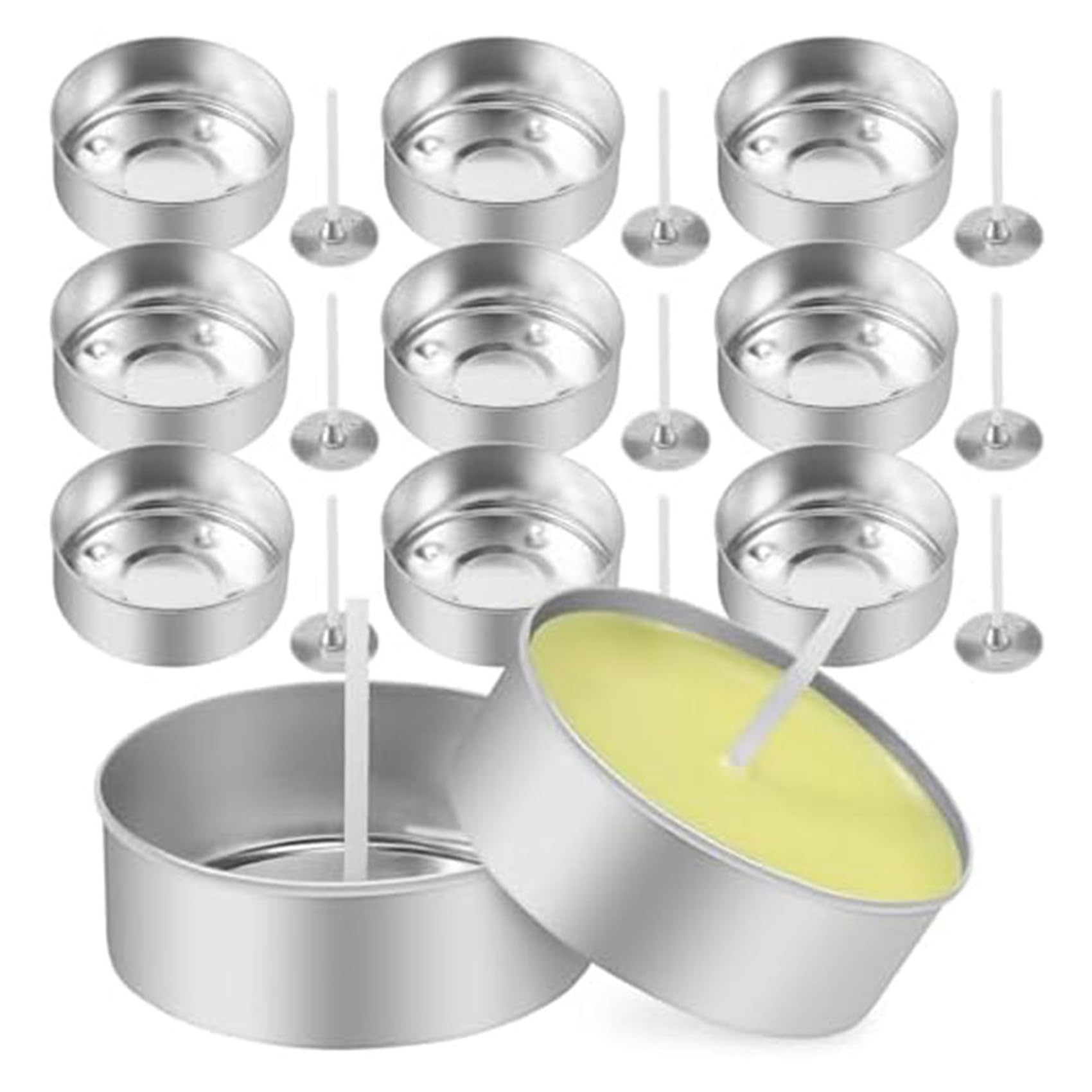 600 Aluminiowych FiliżAnek na Podgrzewacze, Metalowe Puszki na Podgrzewacze Ze 600 KnotóW Świec Pusta Świeca dla MiłośNikóW Świec