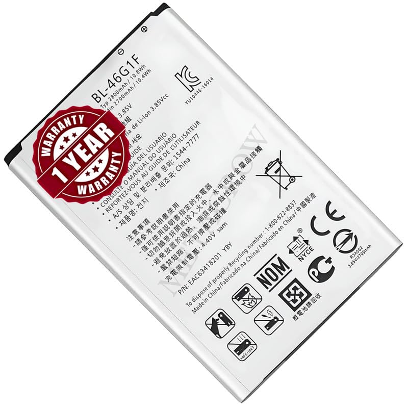 Image of Original BL-46G1F Battery Compatible with LG K20 Plus (LGMP260, M255, TP260, VS501) - (2800mAh) - 1 Year Warranty BC46