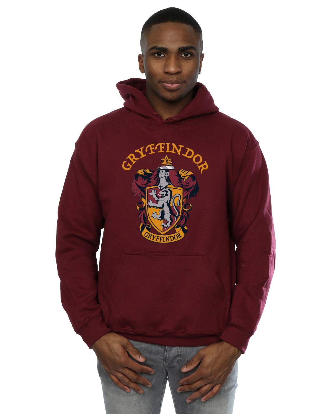 Absolute Cult Men's Burgundy Harry Potter Gryffindor Crest Hoodie XX-Large
