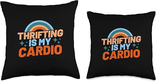 Miniatura 3 de Thrift Store Fan Gift Idea Cardio Treasure Thrifting Lover - Almohada de 16 x 16 pulgadas multicolor
