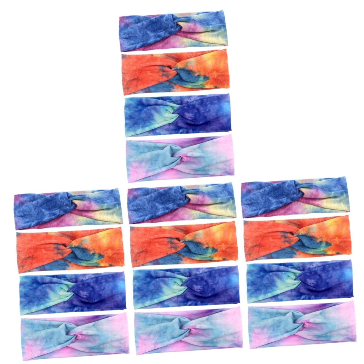 Beavorty 16 Pièces bandeau de sport bandana headband accessoires yoga head band accessoire de yoga bandeau tie-dye de x élastiques x d'exercice polyester