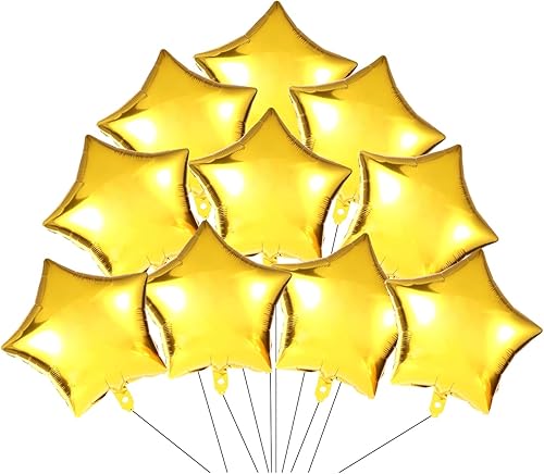 Miniatura 3 de BOXOB 10 globos de aluminio dorados en forma de estrella, 18 pulgadas, decoración de boda y fiesta de cumpleaños