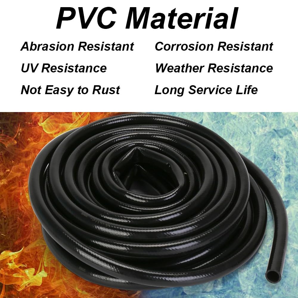 Tubo de riego de 12 m, manguera de riego de jardín de PVC de 1/2 pulgada, diámetro interior de 13 mm/diámetro exterior de 16 mm, tubo de riego por goteo negro para jardín, césped, invernadero