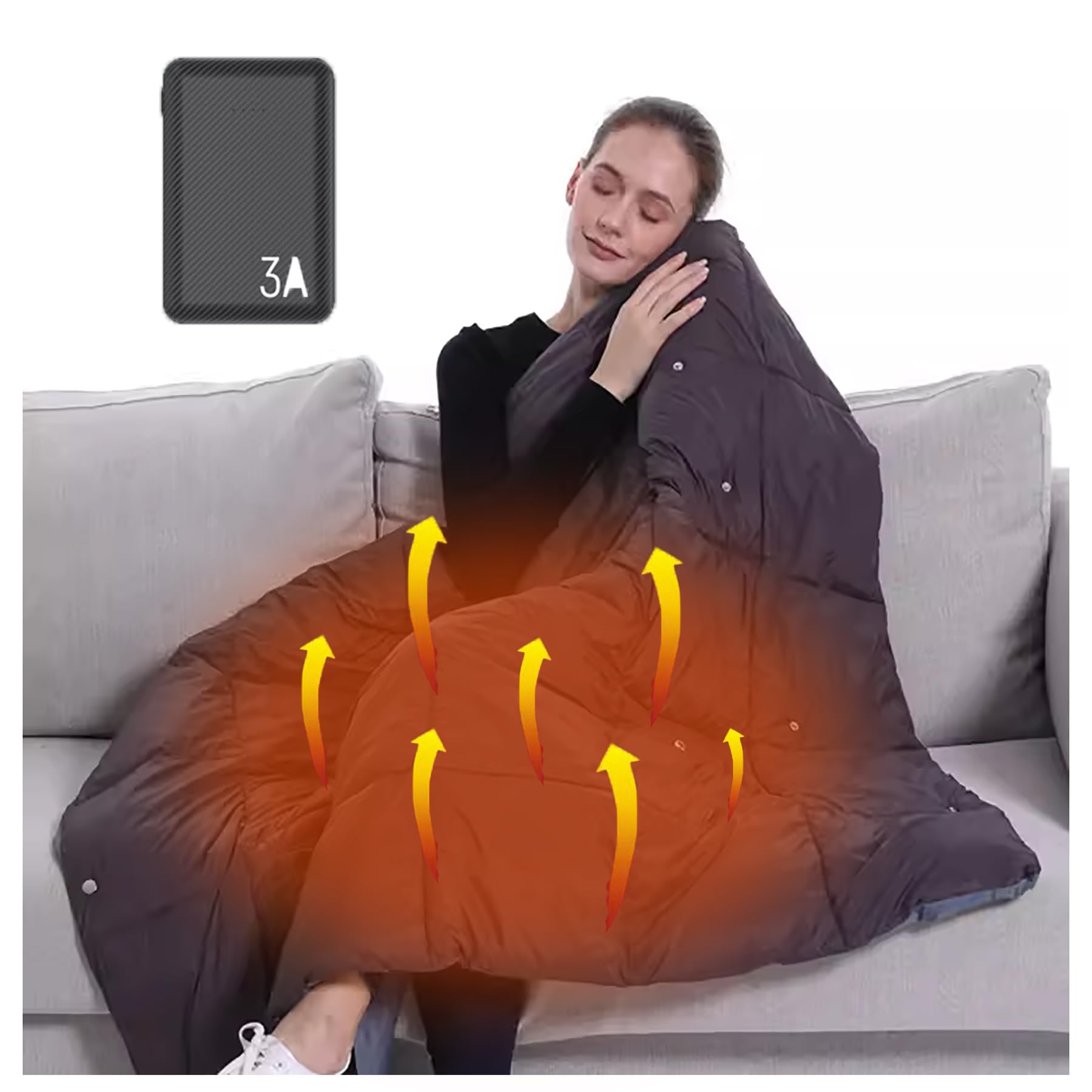 Koc elektryczny, elektryczny koc grzewczy Podgrzewany koc na baterie, poręczny koc elektryczny, podgrzewany szal i kolana przez USB