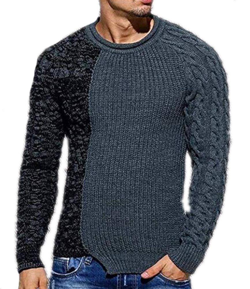 Men's Jumper Knit Pullover with Crew Neck Lightweight Sweater