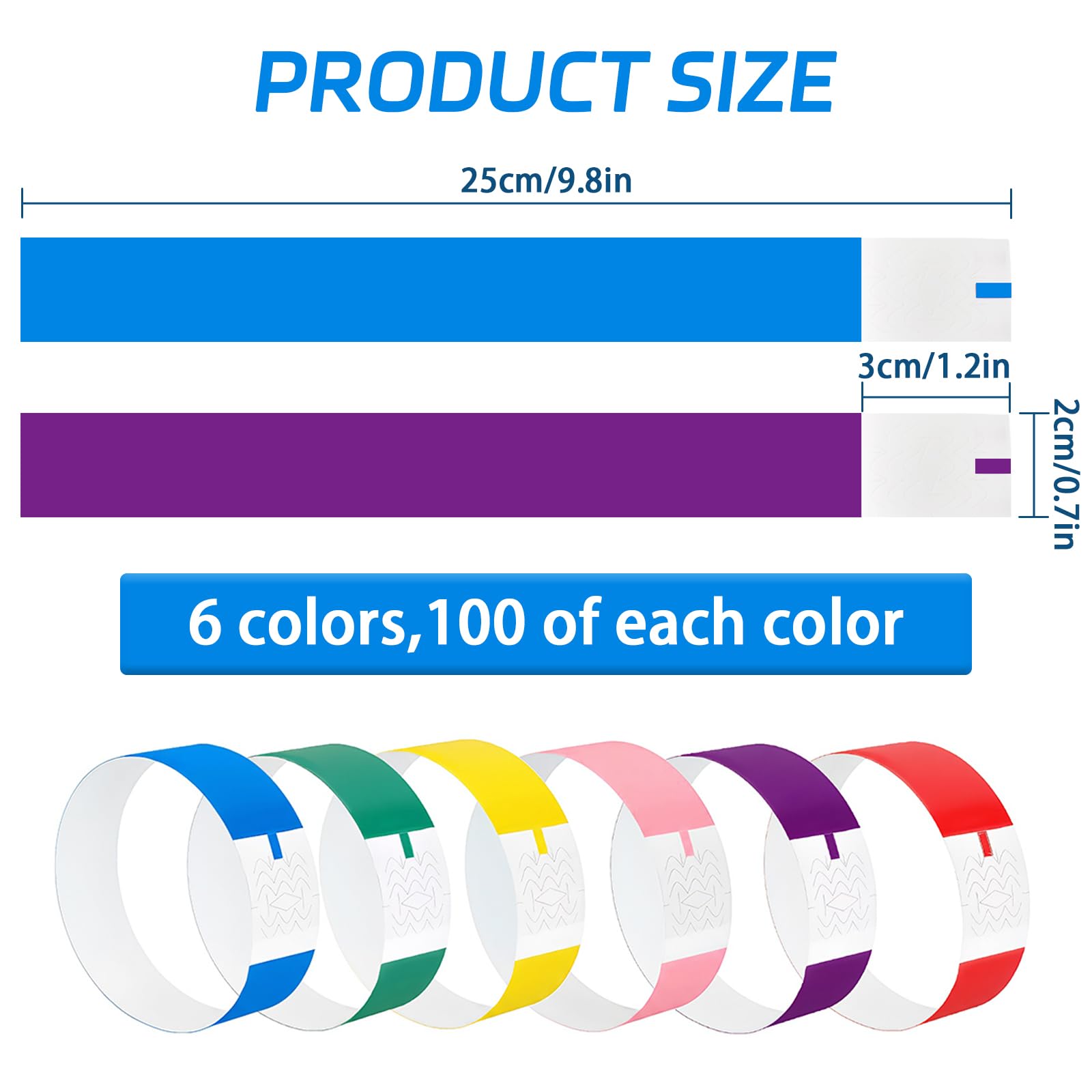 Sctmda Bracelets d'identification 200 Pièces Bracelets Papier couleur pour le Contrôle et la Sctmda Bracelets d'identification 200 Pièces Bracelets Papier couleur pour le Contrôle et la