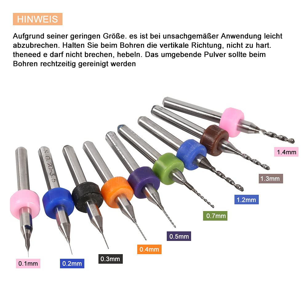 10x Hartmetall-Bohrer Für PCB – Präzise Mikrobohrer 0,1–1,4 Mm