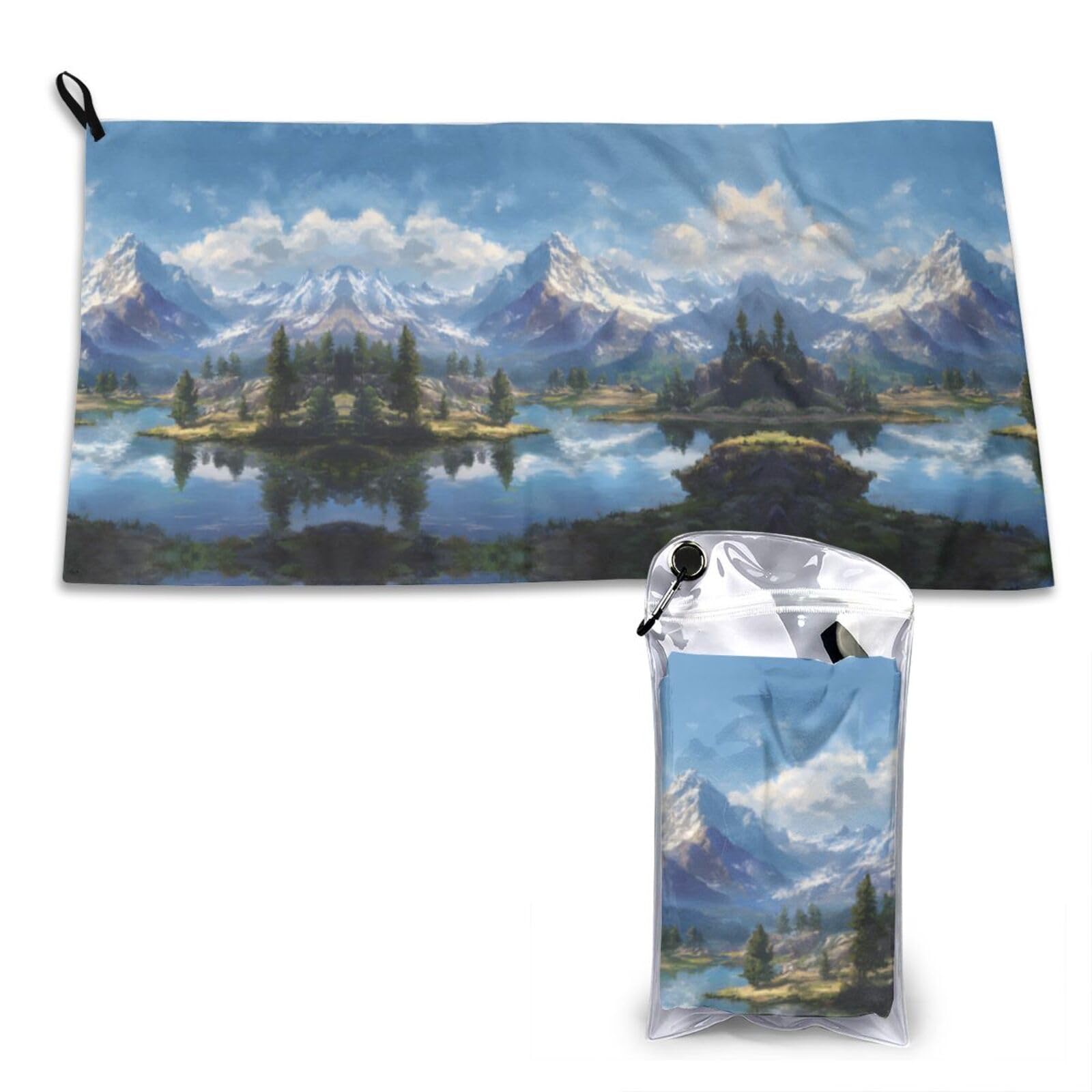 Wxwjshmgc White Lakes And Mountains Print Cooling Towel, Gym Towel,Cooling Towels For Neck, Soft Breathable Travel Cool Towel,Sports Towels For Gym,Camping