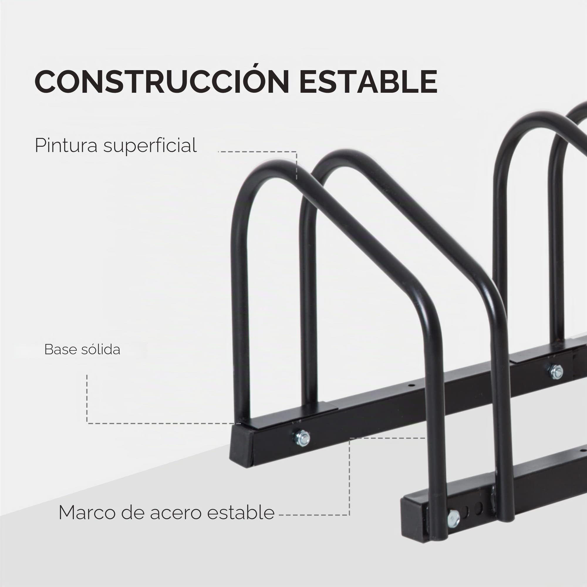 HOMCOM Aparcamiento para Bicicletas Soporte de Acero para Aparcar Bicicletas en el Suelo o Pared Estacionamiento para Interior y Exterior 110x33x27 cm Negro