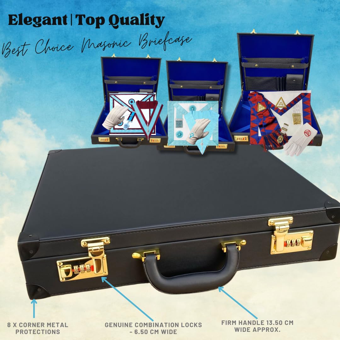 Grembiule/custodia da regalia massonica (MM/WM) | Cartella massonica regalia - Valigetta massonica per vari gradi massonici | Nero - Taglia unica | Regalo massonico di alta qualità