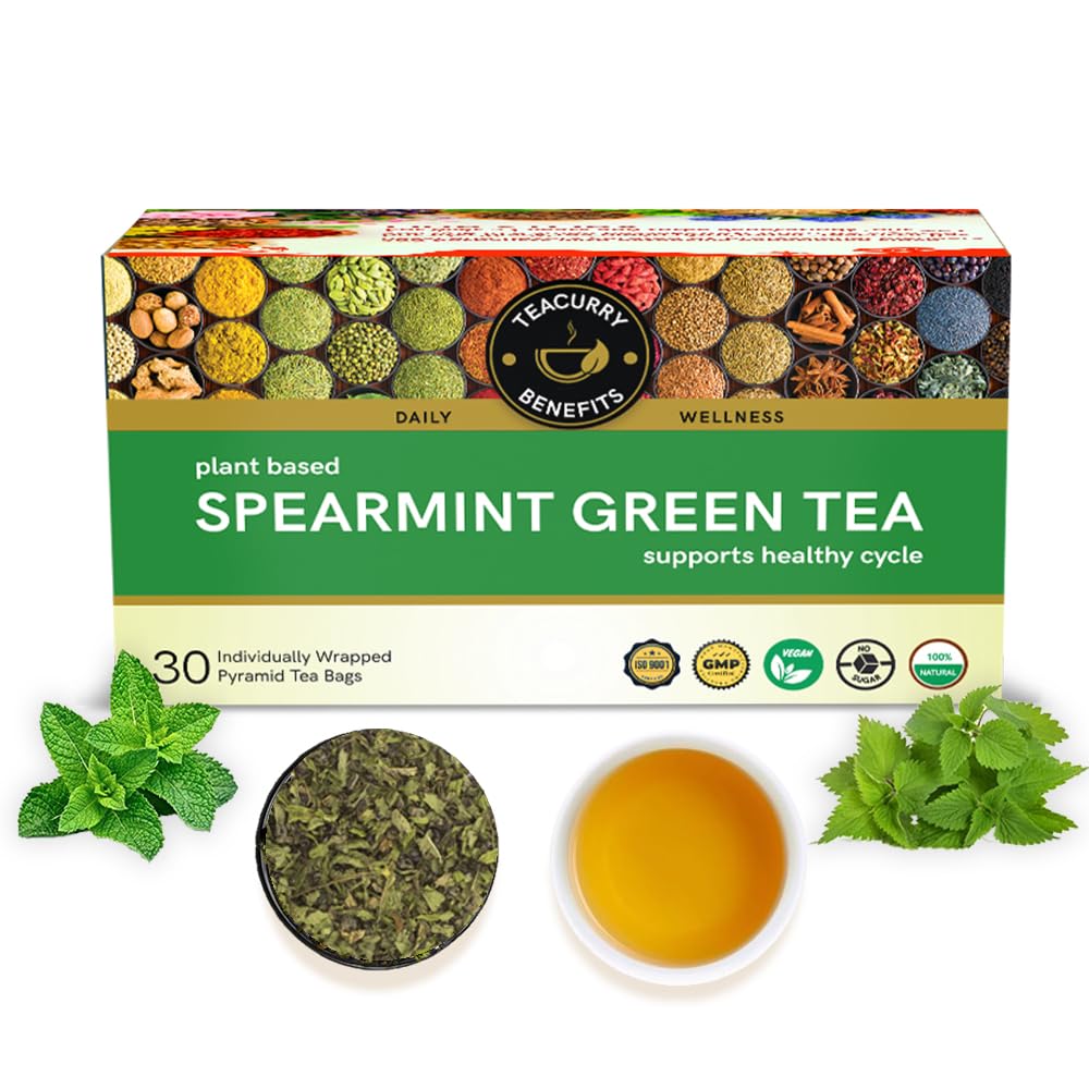 Teacurry Spearmint Green Tea (30 Tea Bags, 1 Month Pack) - Help with Facial Hair, Digestive Wellness & Alertness - 100% Vegan and Caffeine-Free (B0CTZNBX8F) Amazon Price History, Amazon Price Tracker