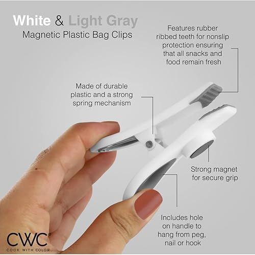 Miniatura 200 de COOK WITH COLOR Clips para bolsas con imán, clips para alimentos, clips para chips, clips para bolsas para almacenamiento de alimentos con agarre