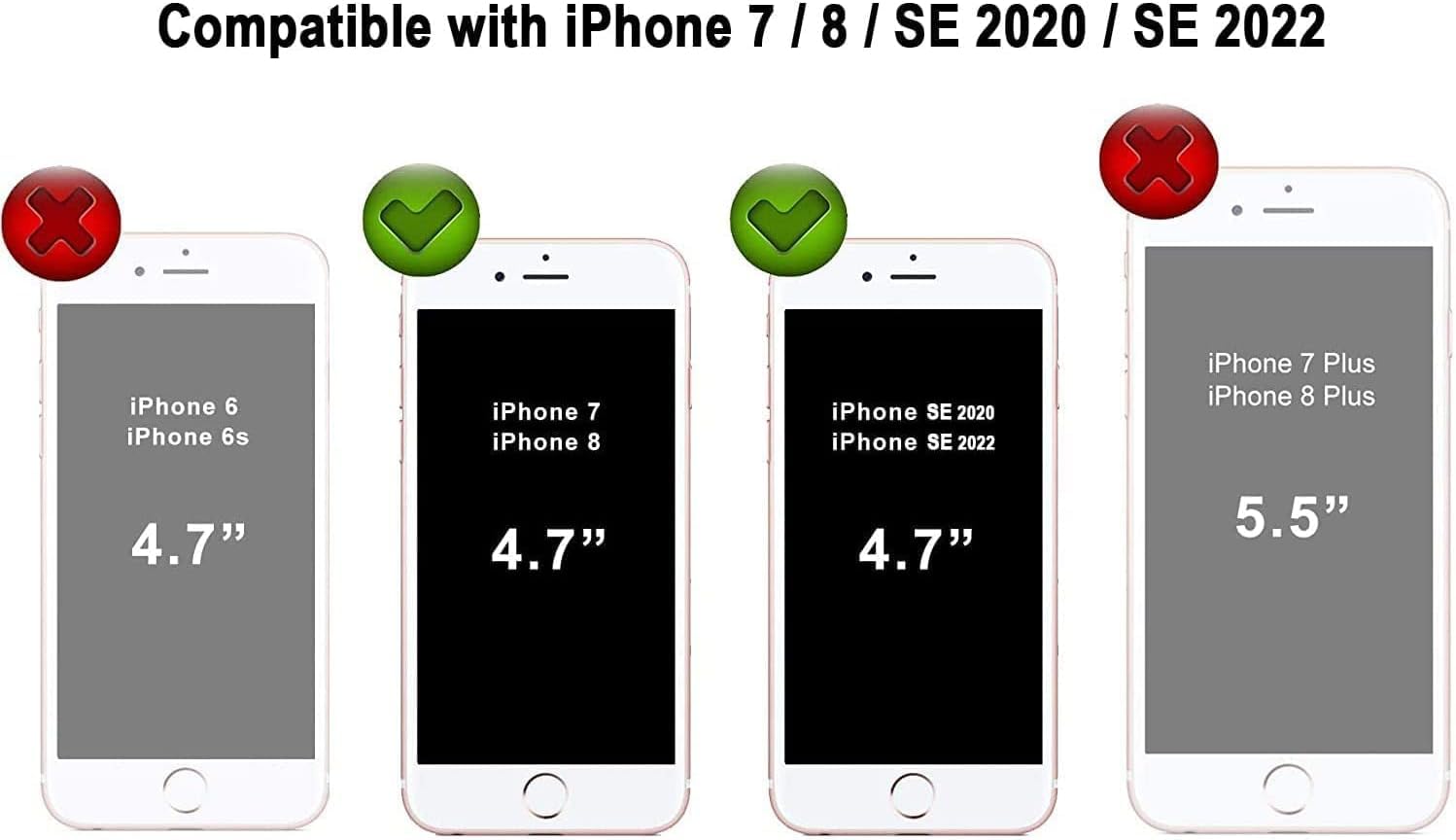 CellEver Funda de silicona ultra duradera para iPhone SE 2022/2020, iPhone 7/8, protección contra caídas de grado militar, 3 capas, ajuste delgado, funda ligera a prueba de golpes, forro de microfibra
