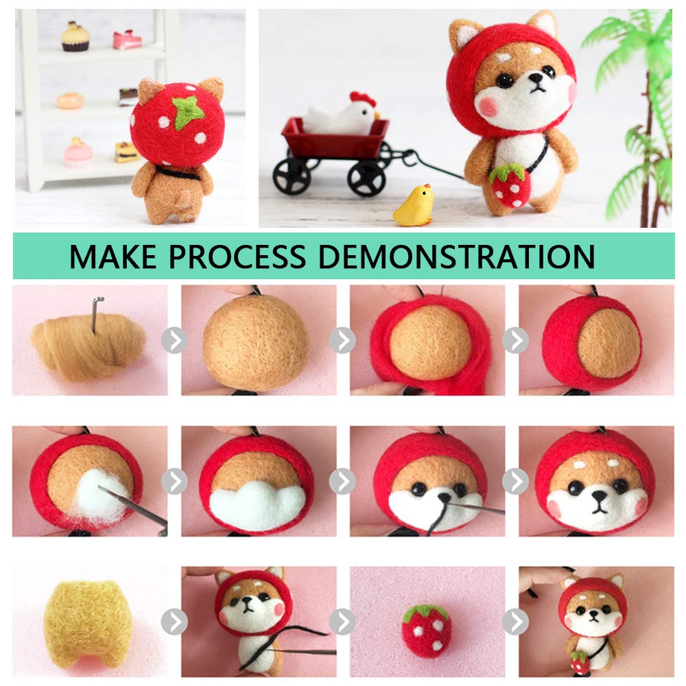 Absolove Set Di 6 Feltrini In Lana Per Principianti – Kit Per Bambini Con Istruzioni – Produzione Animali Fai Da Te E Utensili Per Feltro
