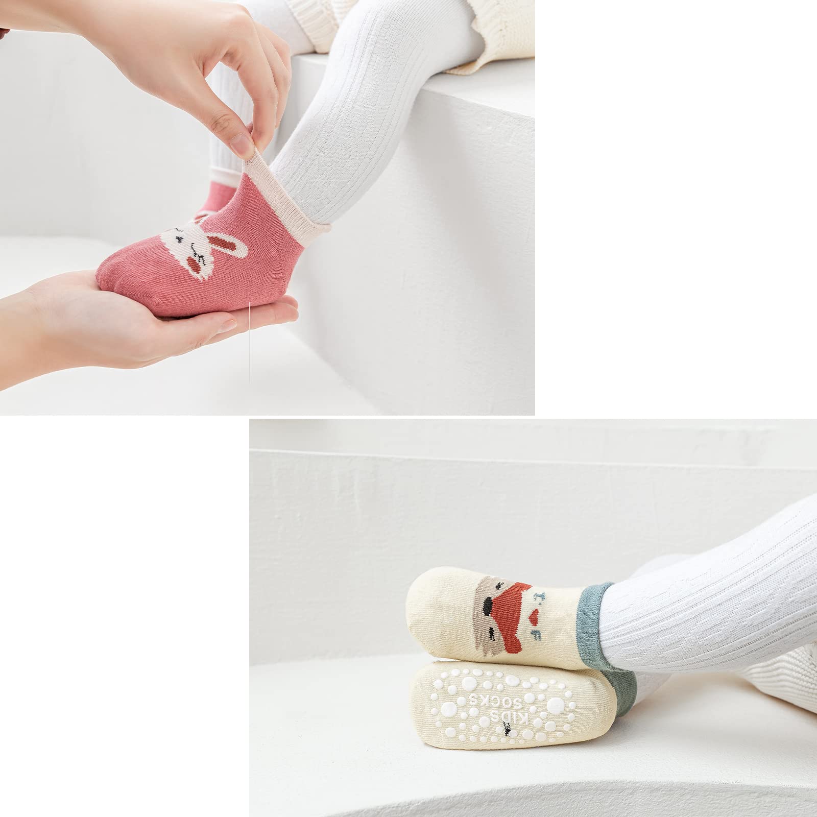 Baby Anti-Slip Ankle Skarpety Cute Cartoon Grips Skarpety Dla Niemowląt Maluch Chłopcy Dziewczyny 5/6 Para