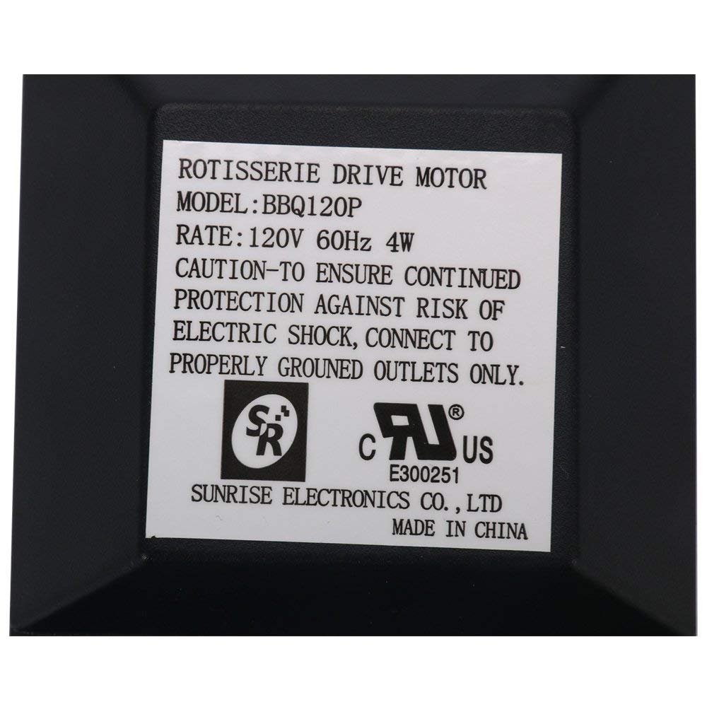 Universal Grill Motor eléctrico de repuesto para asador de 120 voltios, interruptor de encendido/apagado de 4 vatios, negro (negro) 2
