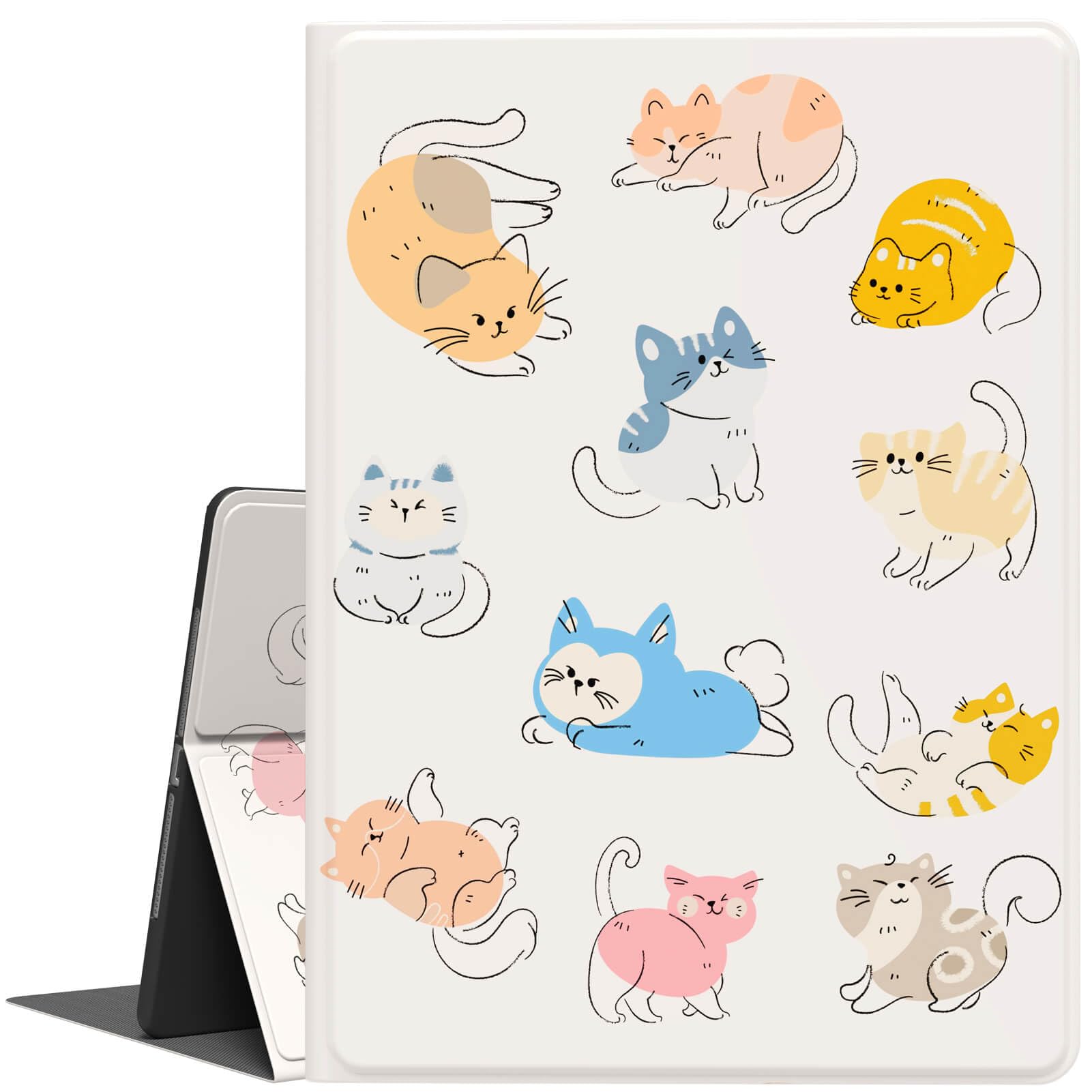 Feams Case for iPad 9th/8th/7th Generation Case, PU Leather iPad 10.2 Case 2021 2020 2019 Flip Stand Cover with Auto Wake/Sleep for iPad 9th/8th/7th Gen 10.2 Inch 2021 2020 2019 Tablet, Cute Cats
